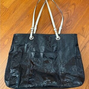 Elegant Black Snakeskin Tote Bag